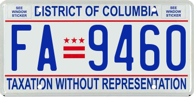 DC license plate FA9460