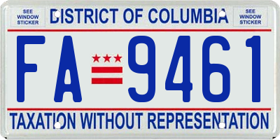 DC license plate FA9461