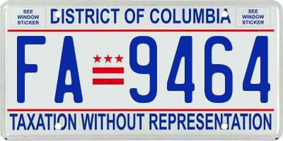 DC license plate FA9464