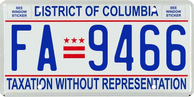 DC license plate FA9466