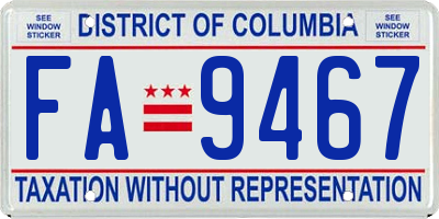 DC license plate FA9467