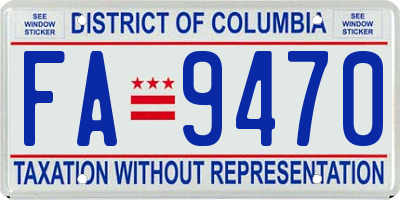 DC license plate FA9470