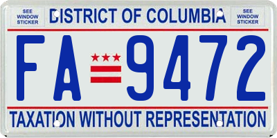 DC license plate FA9472