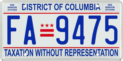 DC license plate FA9475