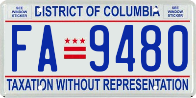 DC license plate FA9480