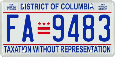 DC license plate FA9483