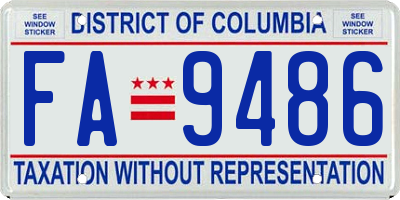 DC license plate FA9486