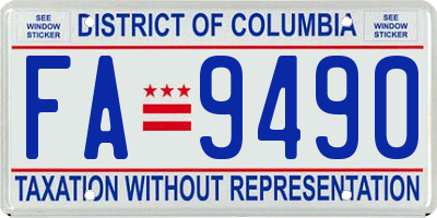 DC license plate FA9490