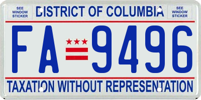 DC license plate FA9496