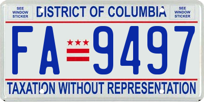 DC license plate FA9497