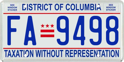 DC license plate FA9498