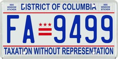 DC license plate FA9499