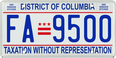 DC license plate FA9500