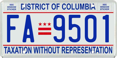 DC license plate FA9501