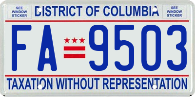 DC license plate FA9503