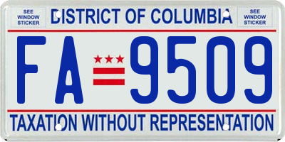 DC license plate FA9509