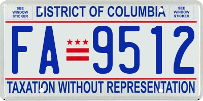 DC license plate FA9512