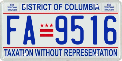 DC license plate FA9516