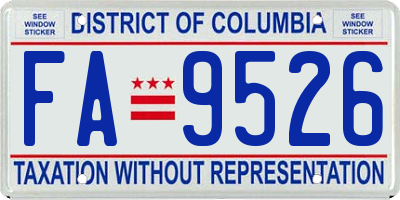 DC license plate FA9526