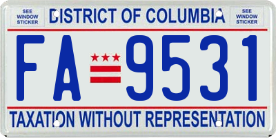 DC license plate FA9531