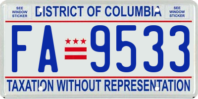 DC license plate FA9533