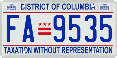 DC license plate FA9535