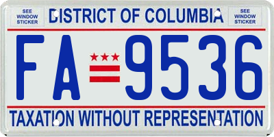 DC license plate FA9536