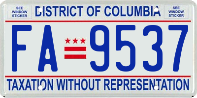 DC license plate FA9537