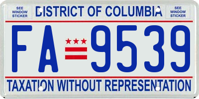 DC license plate FA9539