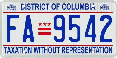 DC license plate FA9542