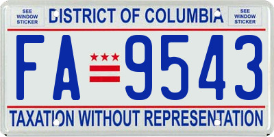 DC license plate FA9543