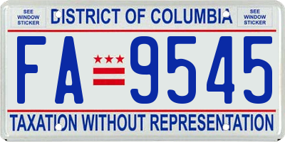 DC license plate FA9545