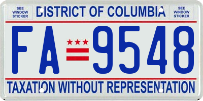 DC license plate FA9548