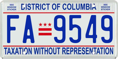 DC license plate FA9549