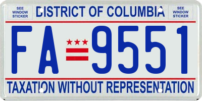 DC license plate FA9551