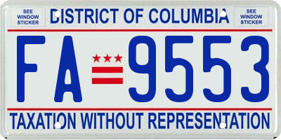 DC license plate FA9553