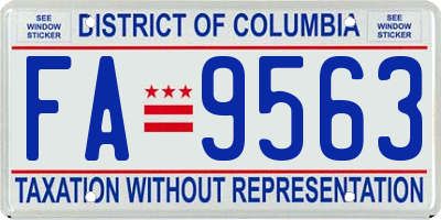 DC license plate FA9563