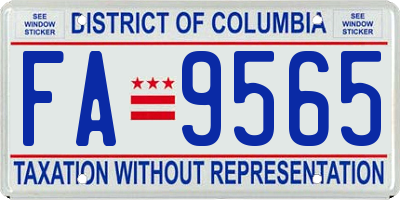 DC license plate FA9565