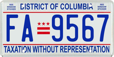 DC license plate FA9567