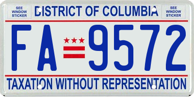 DC license plate FA9572