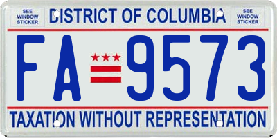 DC license plate FA9573