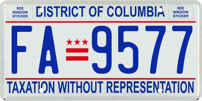 DC license plate FA9577