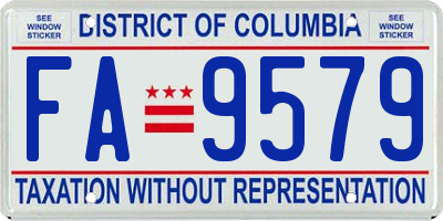 DC license plate FA9579