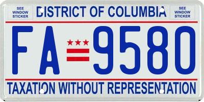 DC license plate FA9580