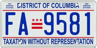 DC license plate FA9581