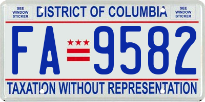 DC license plate FA9582