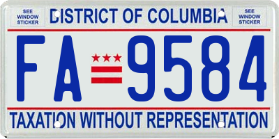 DC license plate FA9584