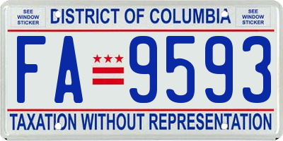 DC license plate FA9593