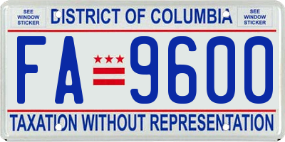 DC license plate FA9600