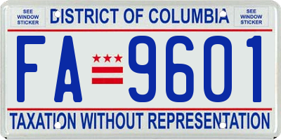 DC license plate FA9601